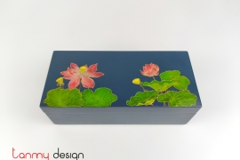 Rectangular lacquer box with the hinge engraved with lotus pond 10*22*H8cm